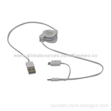 Triplug retractable cable for iPhone 5/micro USB, charge various digital devices, high speedNew
